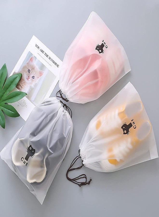 Aimers Pack of 10 Shoe Bag Cover for Travelling Shoes Organizer for Packing Transparent Shoes Bag Pouches for Storage Organizer for Men Women Shoe Cover for Travel Essentials Accessories (Cat) - Image 3